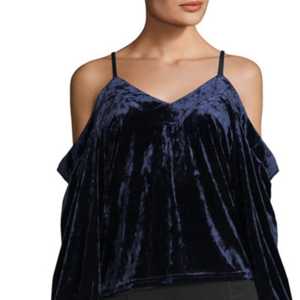 New Cold-Shoulder Crushed Velvet Blouse - Picture 1 of 4